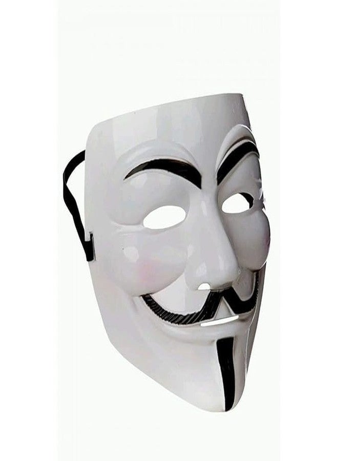 ROCK WORLD قناع وجه روك وورلد - قطعة واحدة | قناع وجه هاكر للأولاد | قناع وجه فيلم V for Vendetta | قناع جاي فوكس | قناع وجه أبيض | قناع تنكري | قناع عيد ميلاد للأولاد | قناع السعادة - Image 1